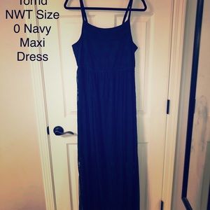 NWT Torrid Size 0 Mesh Maxi Dress Navy Blue